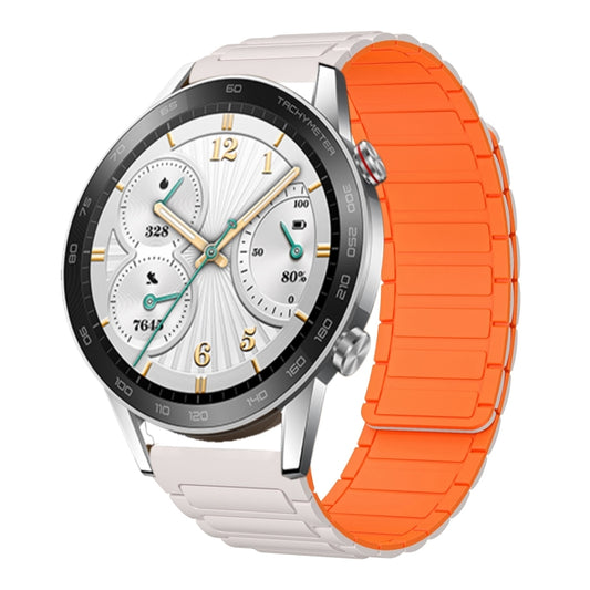 For Honor Watch GS 3i 22mm I-shaped Magnetic Silicone Watch Band(Starlight+Orange) by bashfashion