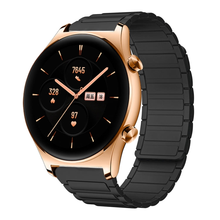 For Honor Watch GS 3 22mm I-shaped Magnetic Silicone Watch Band(Black) by bashfashion