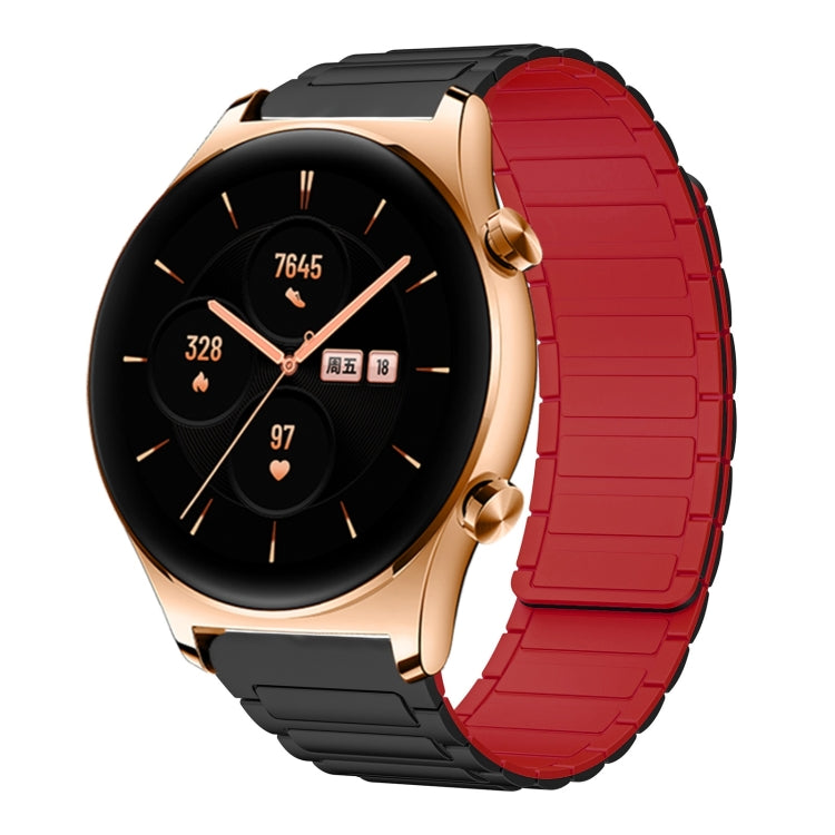 For Honor Watch GS 3 22mm I-shaped Magnetic Silicone Watch Band(Black+Red) by bashfashion