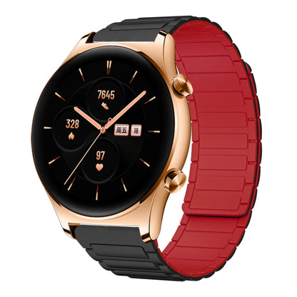 For Honor Watch GS 3 22mm I-shaped Magnetic Silicone Watch Band(Black+Red) by bashfashion