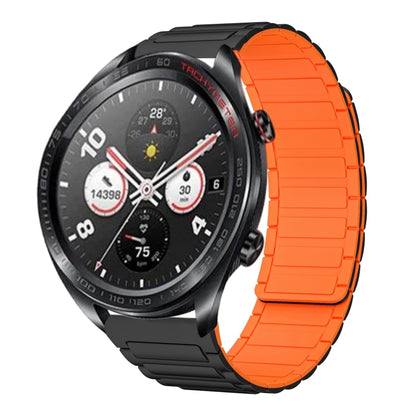 For Honor Watch Dream 22mm I-shaped Magnetic Silicone Watch Band(Black+Orange) by bashfashion