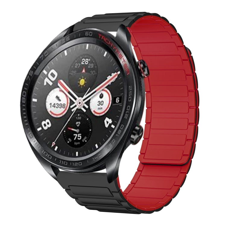 For Honor Watch Dream 22mm I-shaped Magnetic Silicone Watch Band(Black+Red) by bashfashion