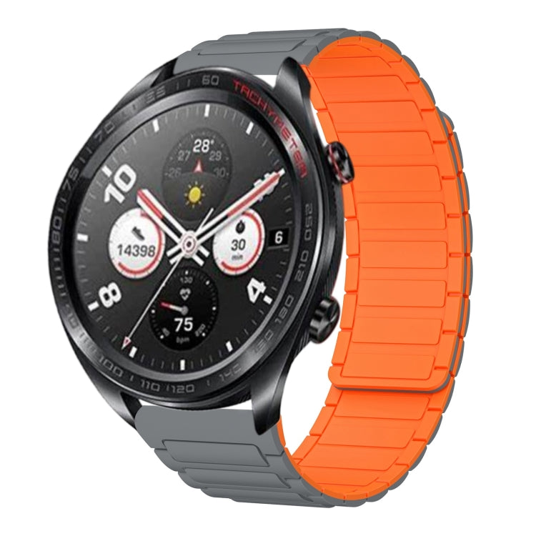 For Honor Watch Dream 22mm I-shaped Magnetic Silicone Watch Band(Gray+Orange) by bashfashion
