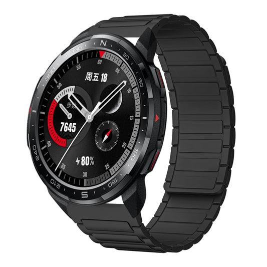 For Honor Watch GS Pro 22mm I-shaped Magnetic Silicone Watch Band(Black) by bashfashion