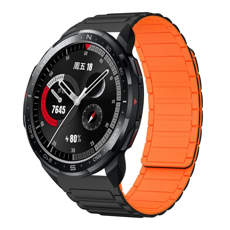 For Honor Watch GS Pro 22mm I-shaped Magnetic Silicone Watch Band(Black+Orange) by bashfashion