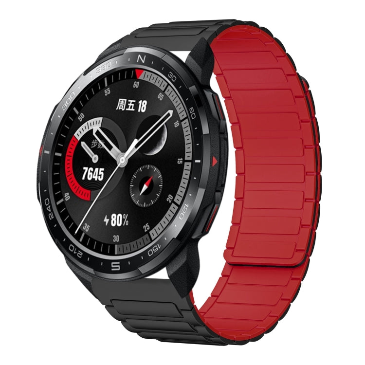For Honor Watch GS Pro 22mm I-shaped Magnetic Silicone Watch Band(Black+Red) by bashfashion