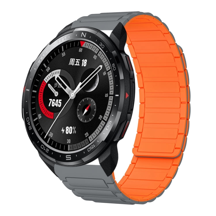 For Honor Watch GS Pro 22mm I-shaped Magnetic Silicone Watch Band(Gray+Orange) by bashfashion
