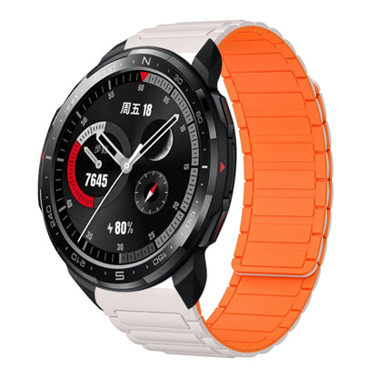For Honor Watch GS Pro 22mm I-shaped Magnetic Silicone Watch Band(Starlight+Orange) by bashfashion