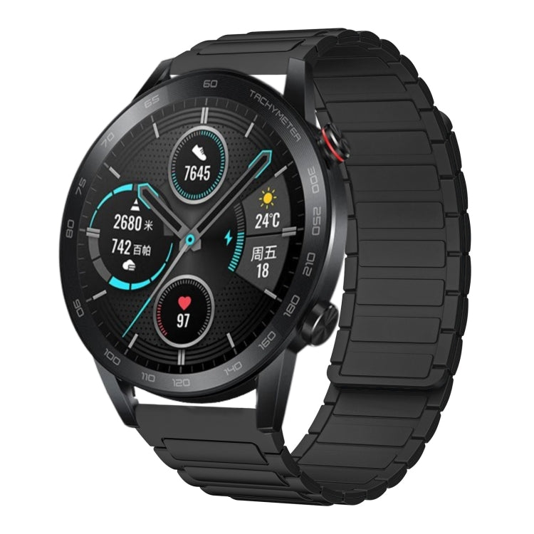 For Honor Magic Watch 2 46mm 22mm I-shaped Magnetic Silicone Watch Band(Black) by bashfashion