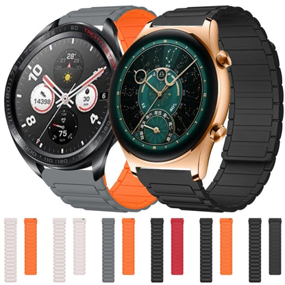 For Honor Watch GS 3 22mm I-shaped Magnetic Silicone Watch Band(Black+Orange) by bashfashion