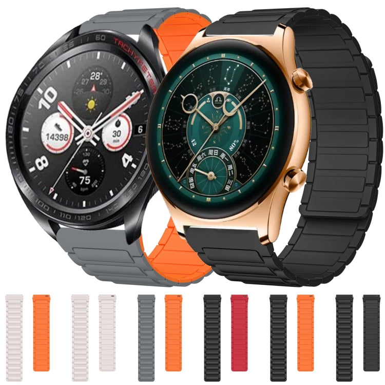 For Honor Magic watch 22mm I-shaped Magnetic Silicone Watch Band(Black+Red) by bashfashion