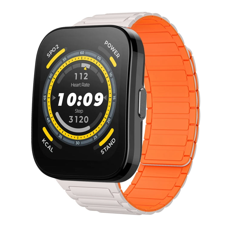 For Amazfit Watch Bip 5 22mm I-shaped Magnetic Silicone Watch Band(Starlight+Orange) by bashfashion