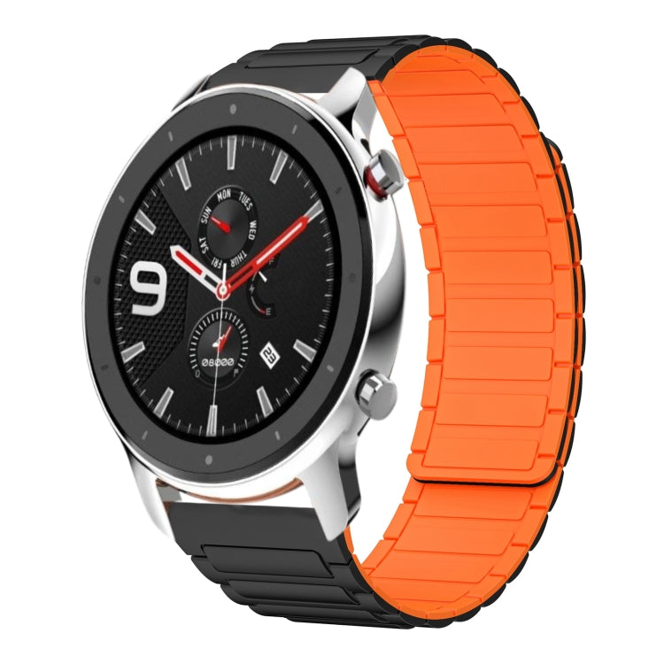 For Amazfit Watch GTR 4 22mm I-shaped Magnetic Silicone Watch Band(Black+Orange) by bashfashion