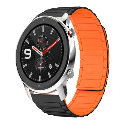 For Amazfit Watch GTR 4 22mm I-shaped Magnetic Silicone Watch Band(Black+Orange) by bashfashion