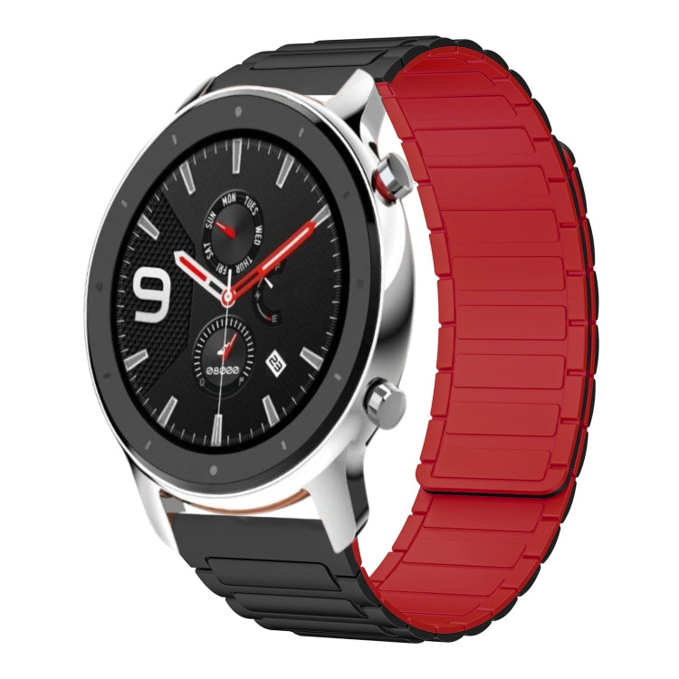 For Amazfit Watch GTR 4 22mm I-shaped Magnetic Silicone Watch Band(Black+Red) by bashfashion