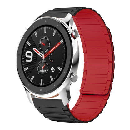 For Amazfit Watch GTR 4 22mm I-shaped Magnetic Silicone Watch Band(Black+Red) by bashfashion