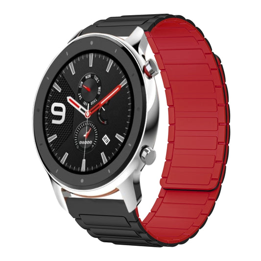 For Amazfit Watch GTR 4 22mm I-shaped Magnetic Silicone Watch Band(Black+Red) by bashfashion