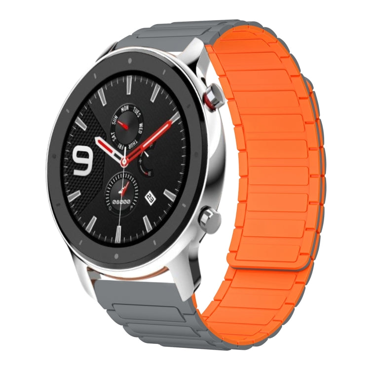 For Amazfit Watch GTR 4 22mm I-shaped Magnetic Silicone Watch Band(Gray+Orange) by bashfashion