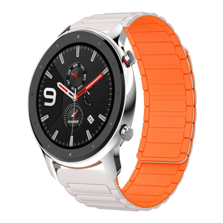 For Amazfit Watch GTR 4 22mm I-shaped Magnetic Silicone Watch Band(Starlight+Orange) by bashfashion
