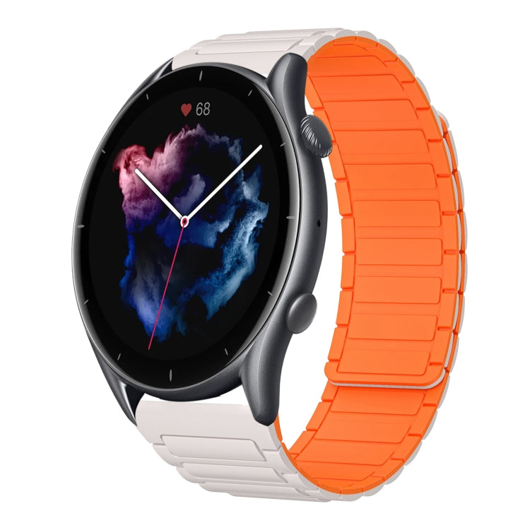 For Amazfit Watch GTR 3 22mm I-shaped Magnetic Silicone Watch Band(Starlight+Orange) by bashfashion