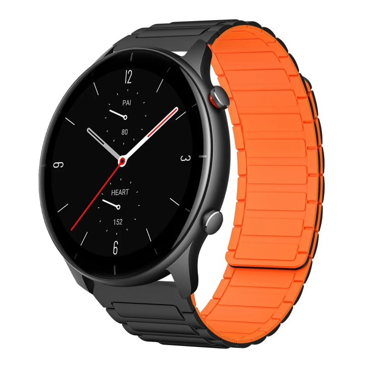 For Amazfit Watch GTR 2e 22mm I-shaped Magnetic Silicone Watch Band(Black+Orange) by bashfashion