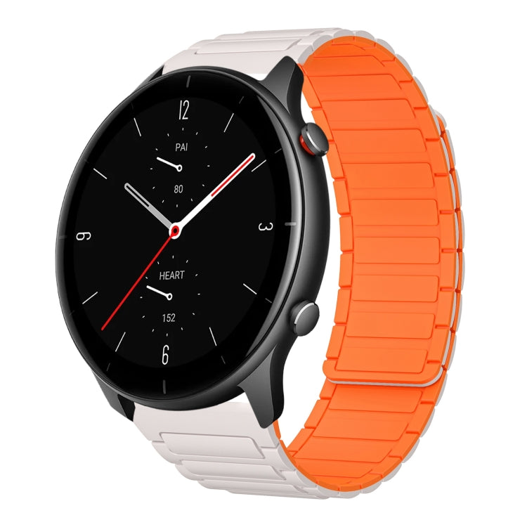 For Amazfit Watch GTR 2e 22mm I-shaped Magnetic Silicone Watch Band(Starlight+Orange) by bashfashion