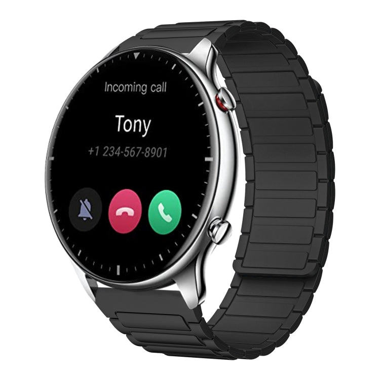 For Amazfit Watch GTR 2 22mm I-shaped Magnetic Silicone Watch Band(Black) by bashfashion