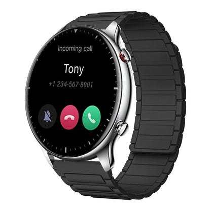 For Amazfit Watch GTR 2 22mm I-shaped Magnetic Silicone Watch Band(Black) by bashfashion