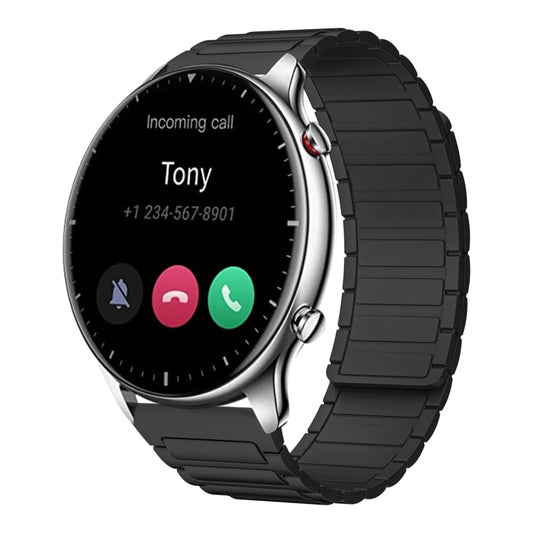 For Amazfit Watch GTR 2 22mm I-shaped Magnetic Silicone Watch Band(Black) by bashfashion