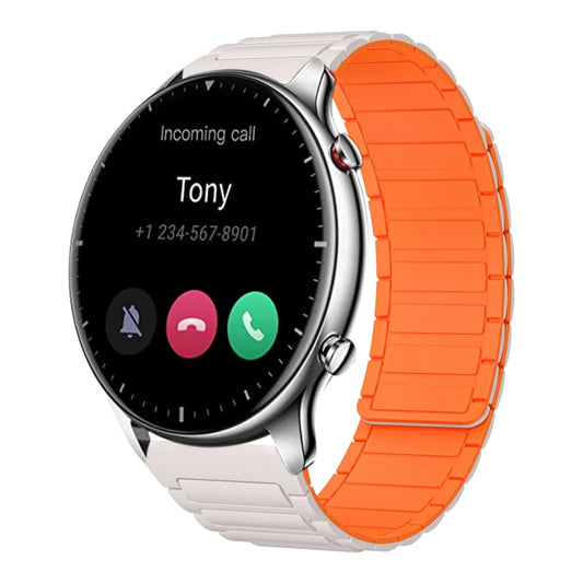 For Amazfit Watch GTR 2 22mm I-shaped Magnetic Silicone Watch Band(Starlight+Orange) by bashfashion