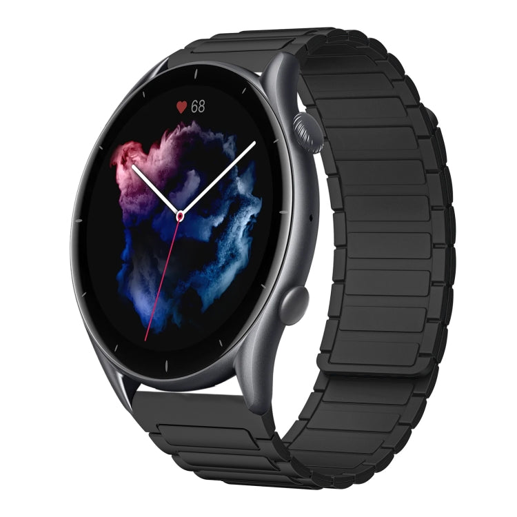 For Amazfit Sport Watch 3 22mm I-shaped Magnetic Silicone Watch Band(Black) by bashfashion