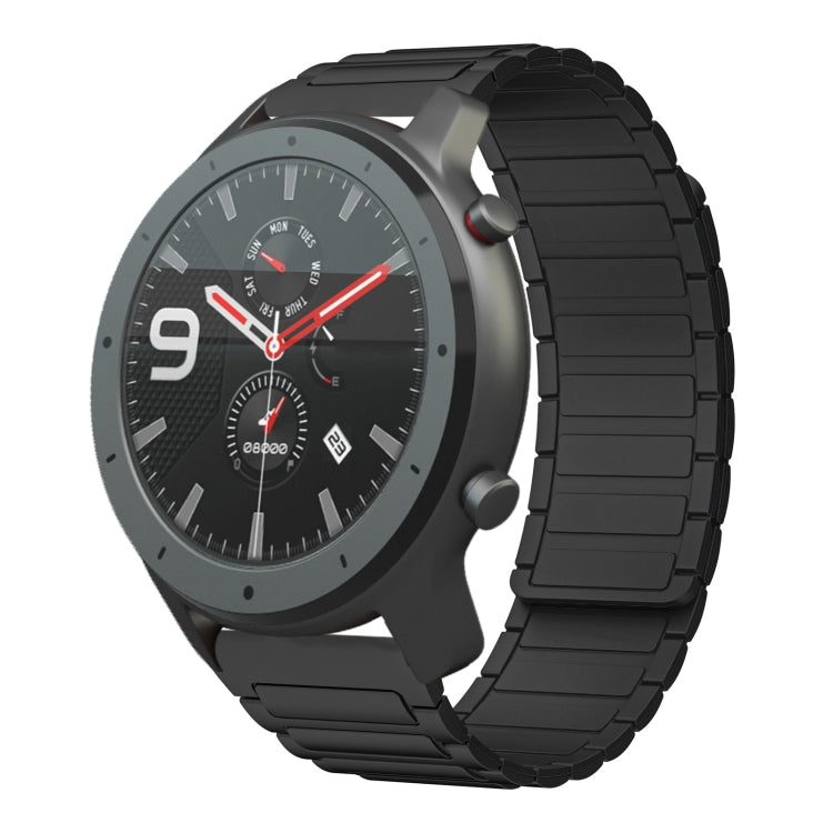 For Amazfit Watch GTR 47mm 22mm I-shaped Magnetic Silicone Watch Band(Black) by bashfashion