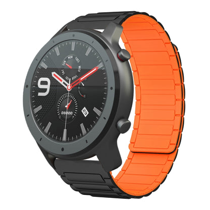 For Amazfit Watch GTR 47mm 22mm I-shaped Magnetic Silicone Watch Band(Black+Orange) by bashfashion