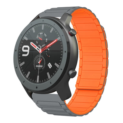 For Amazfit Watch GTR 47mm 22mm I-shaped Magnetic Silicone Watch Band(Gray+Orange) by bashfashion