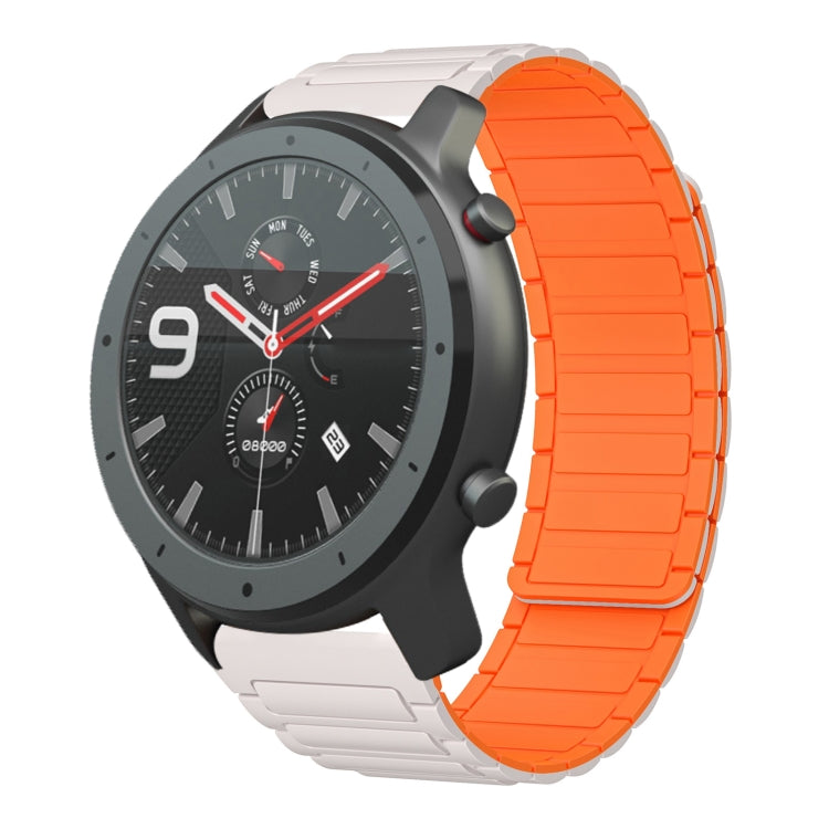 For Amazfit Watch GTR 47mm 22mm I-shaped Magnetic Silicone Watch Band(Starlight+Orange) by bashfashion