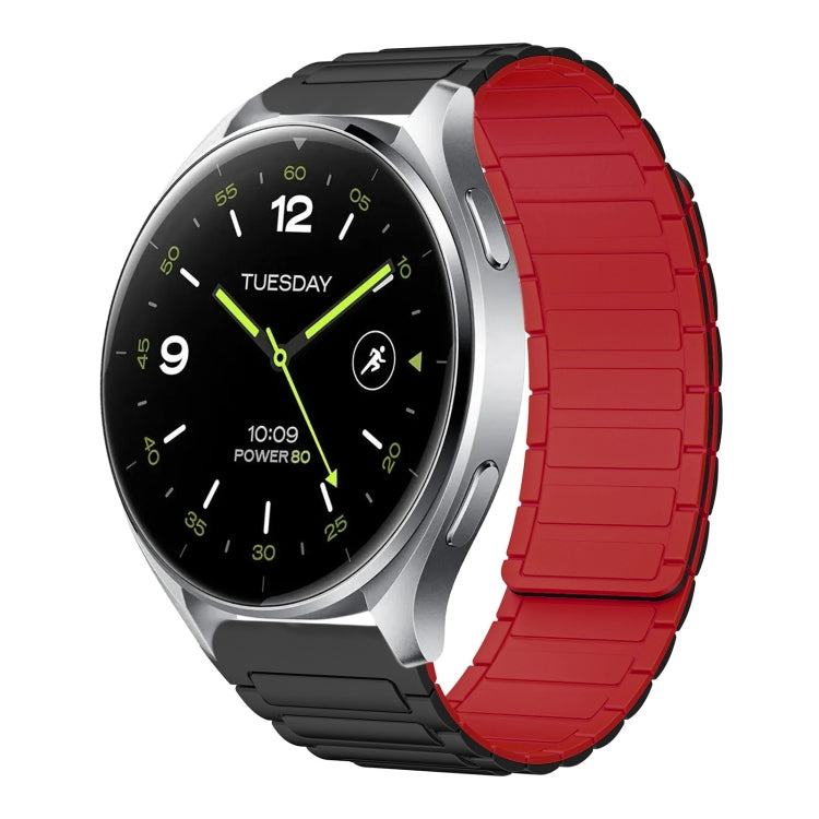 For Xiaomi Watch 2 22mm I-shaped Magnetic Silicone Watch Band(Black+Red) by bashfashion