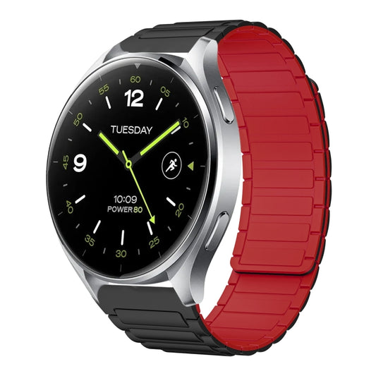 For Xiaomi Watch 2 22mm I-shaped Magnetic Silicone Watch Band(Black+Red) by bashfashion