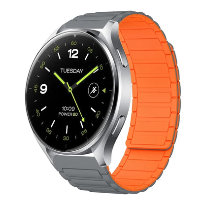 For Xiaomi Watch 2 22mm I-shaped Magnetic Silicone Watch Band(Gray+Orange) by bashfashion