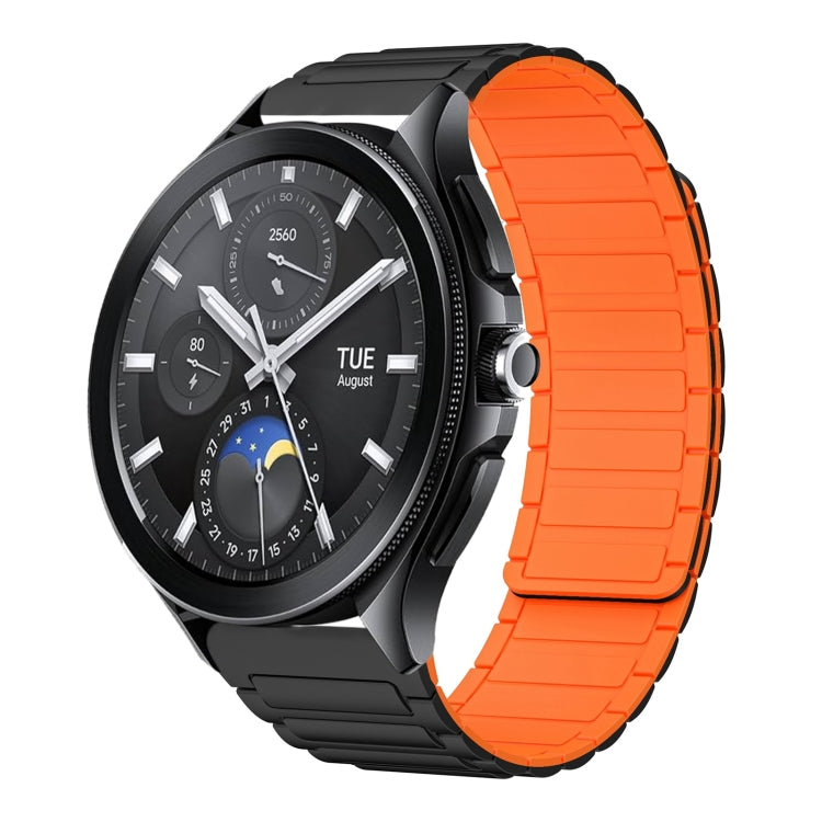 For Xiaomi Watch 2 Pro 22mm I-shaped Magnetic Silicone Watch Band(Black+Orange) by bashfashion