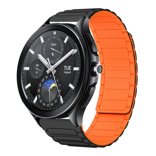 For Xiaomi Watch 2 Pro 22mm I-shaped Magnetic Silicone Watch Band(Black+Orange) by bashfashion