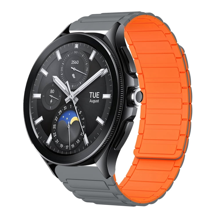For Xiaomi Watch 2 Pro 22mm I-shaped Magnetic Silicone Watch Band(Gray+Orange) by bashfashion