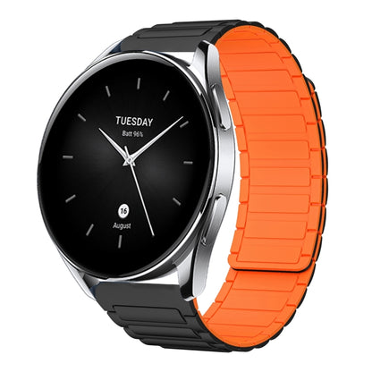 For Xiaomi Watch S2 22mm I-shaped Magnetic Silicone Watch Band(Black+Orange) by bashfashion