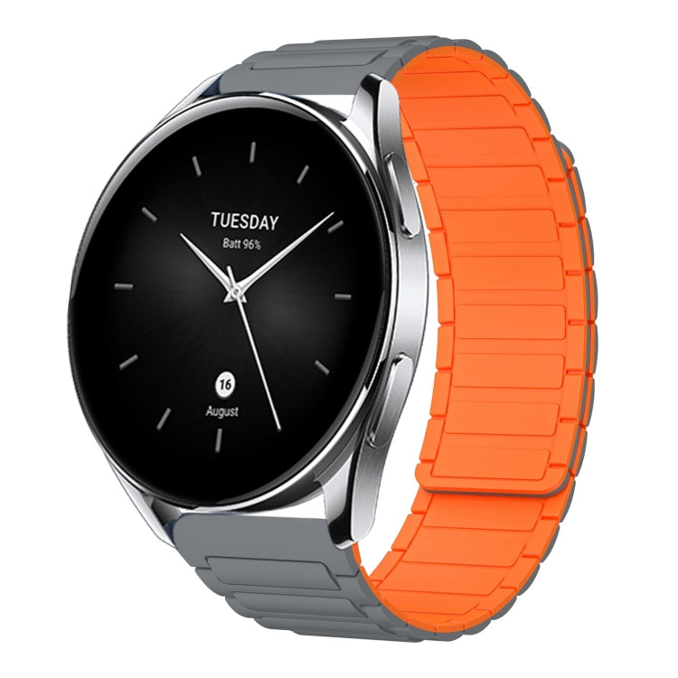 For Xiaomi Watch S2 22mm I-shaped Magnetic Silicone Watch Band(Gray+Orange) by bashfashion