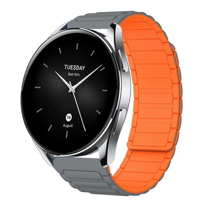 For Xiaomi Watch S2 22mm I-shaped Magnetic Silicone Watch Band(Gray+Orange) by bashfashion