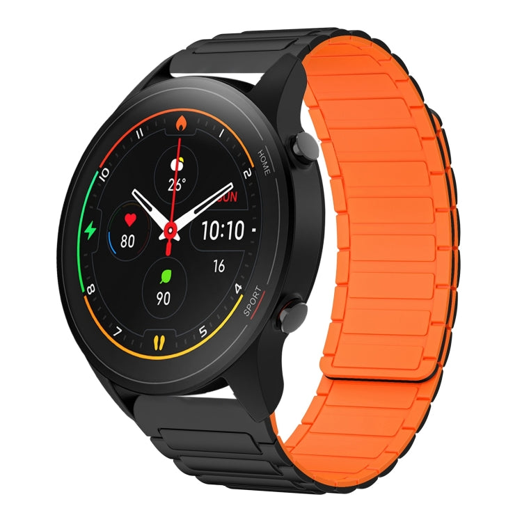 For Xiaomi Watch S1 Pro 22mm I-shaped Magnetic Silicone Watch Band(Black+Orange) by bashfashion