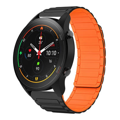For Xiaomi Watch S1 Pro 22mm I-shaped Magnetic Silicone Watch Band(Black+Orange) by bashfashion