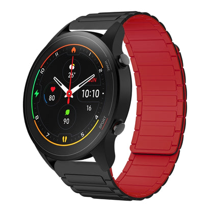 For Xiaomi Watch S1 Pro 22mm I-shaped Magnetic Silicone Watch Band(Black+Red) by bashfashion