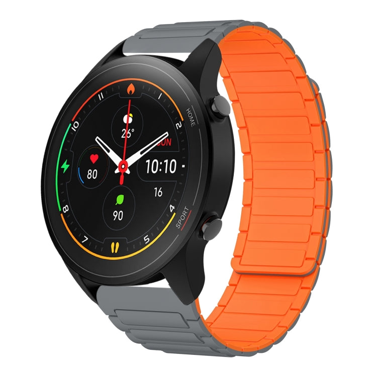 For Xiaomi Watch S1 Pro 22mm I-shaped Magnetic Silicone Watch Band(Gray+Orange) by bashfashion