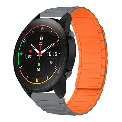 For Xiaomi Watch S1 Pro 22mm I-shaped Magnetic Silicone Watch Band(Gray+Orange) by bashfashion