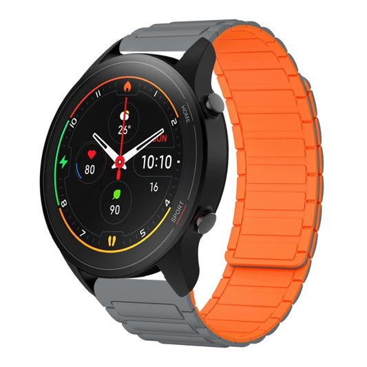 For Xiaomi Watch S1 Pro 22mm I-shaped Magnetic Silicone Watch Band(Gray+Orange) by bashfashion